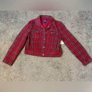 New!  Adorable Pink Plaid Silver Button Up Arizona Jean Co Jacket